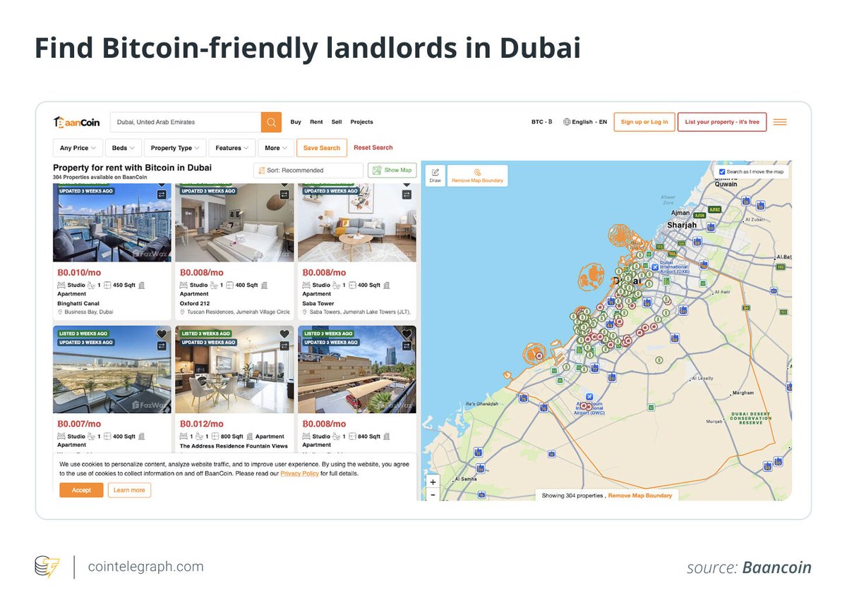 🇦🇪 INSIGHT: Dubai renters can now pay for apartments in $BTC. Licensed  platforms handle AED conversion, making crypto part of daily life.