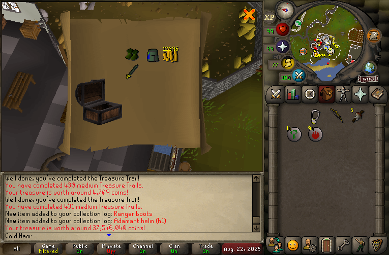 Cold_HamOSRS's tweet image. 1st pair of ranger boots at 431 medium clues!