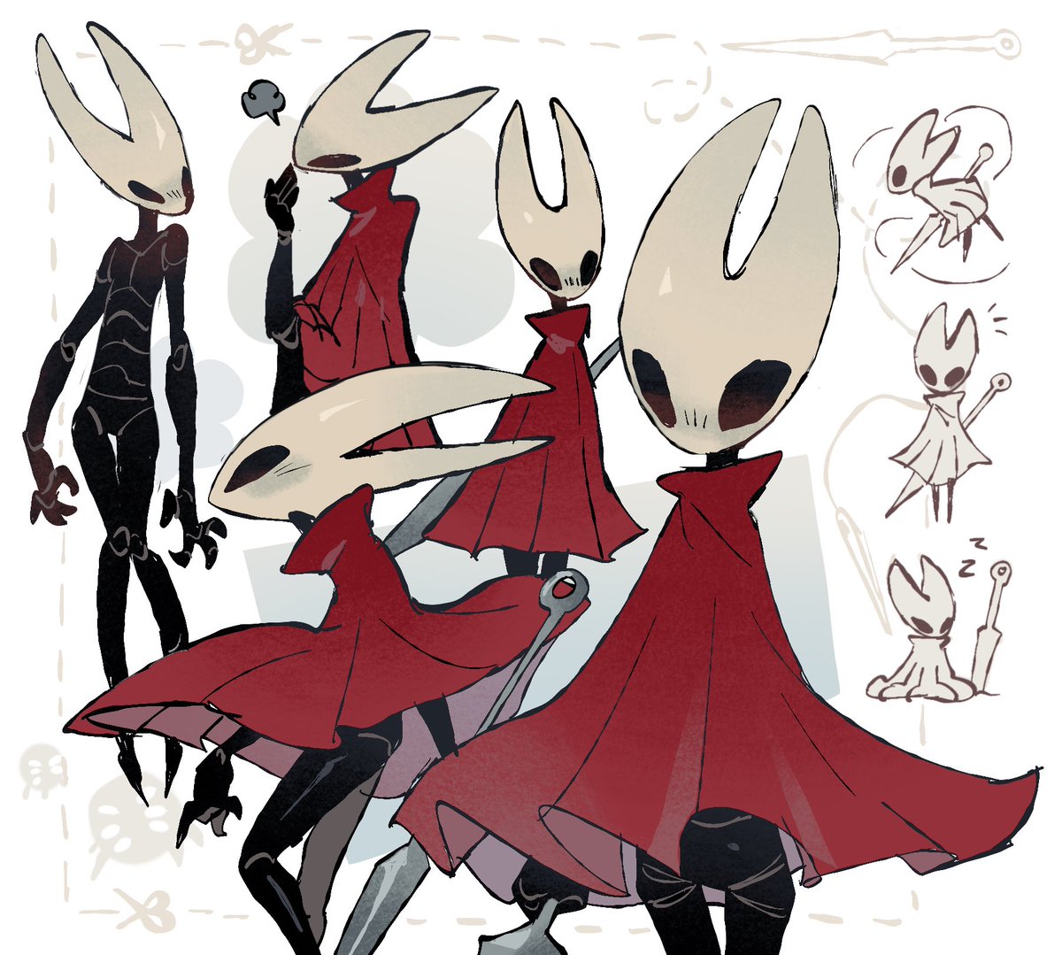 Hornet doodles, I’m trying to figure out how I wanna draw her 📌 #SilkSong #hollowknight #fanart