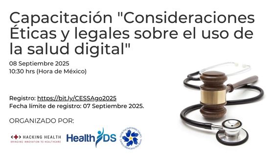 Te invitamos a participar en la Capacitación "Consideraciones Éticas y Legales sobre el uso de la salud digital" este 08 Septiembre 2025 a las 10:30 hrs (Hora de México). Registro: bit.ly/CESSAgo2025 

#SaludDigital #Legal #Emprendimiento #Salud #CMPB #HackingHealth