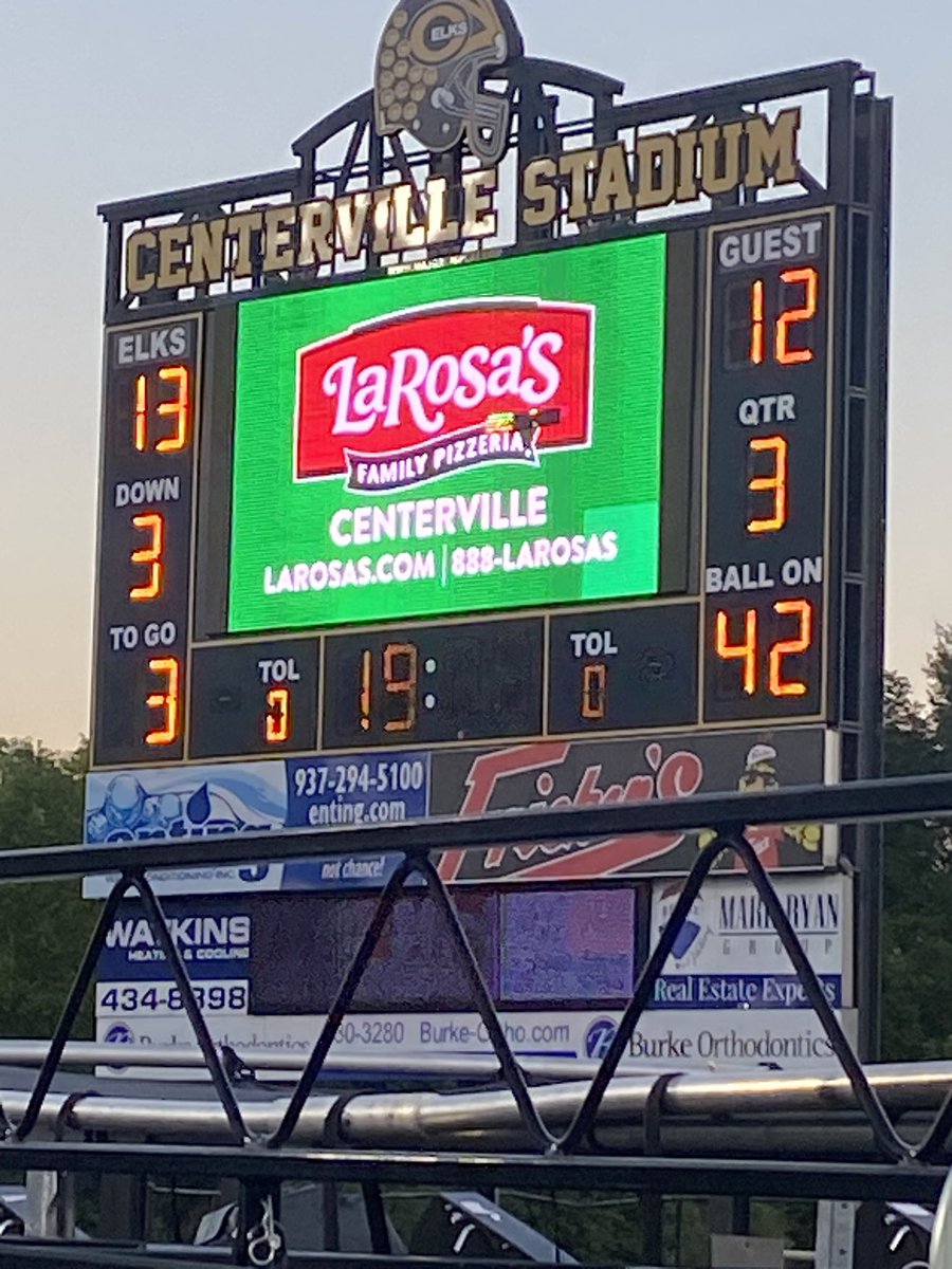 Elks lead Lakota East 13-12 at half.