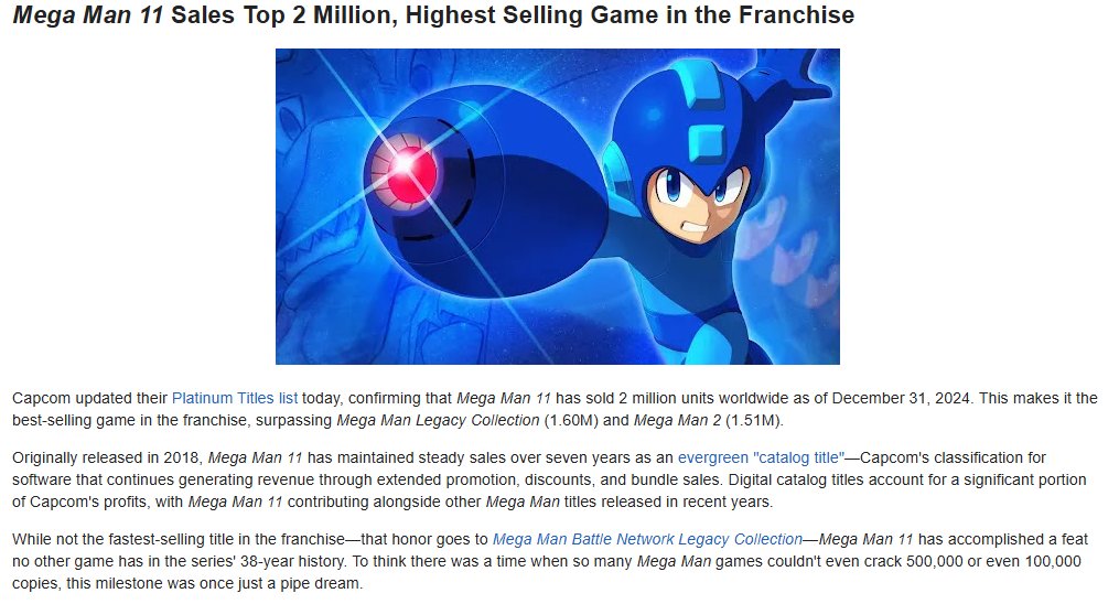 moreroze's tweet image. it took mega man 11 over 7 years to sell 2 million copies #LetItGo