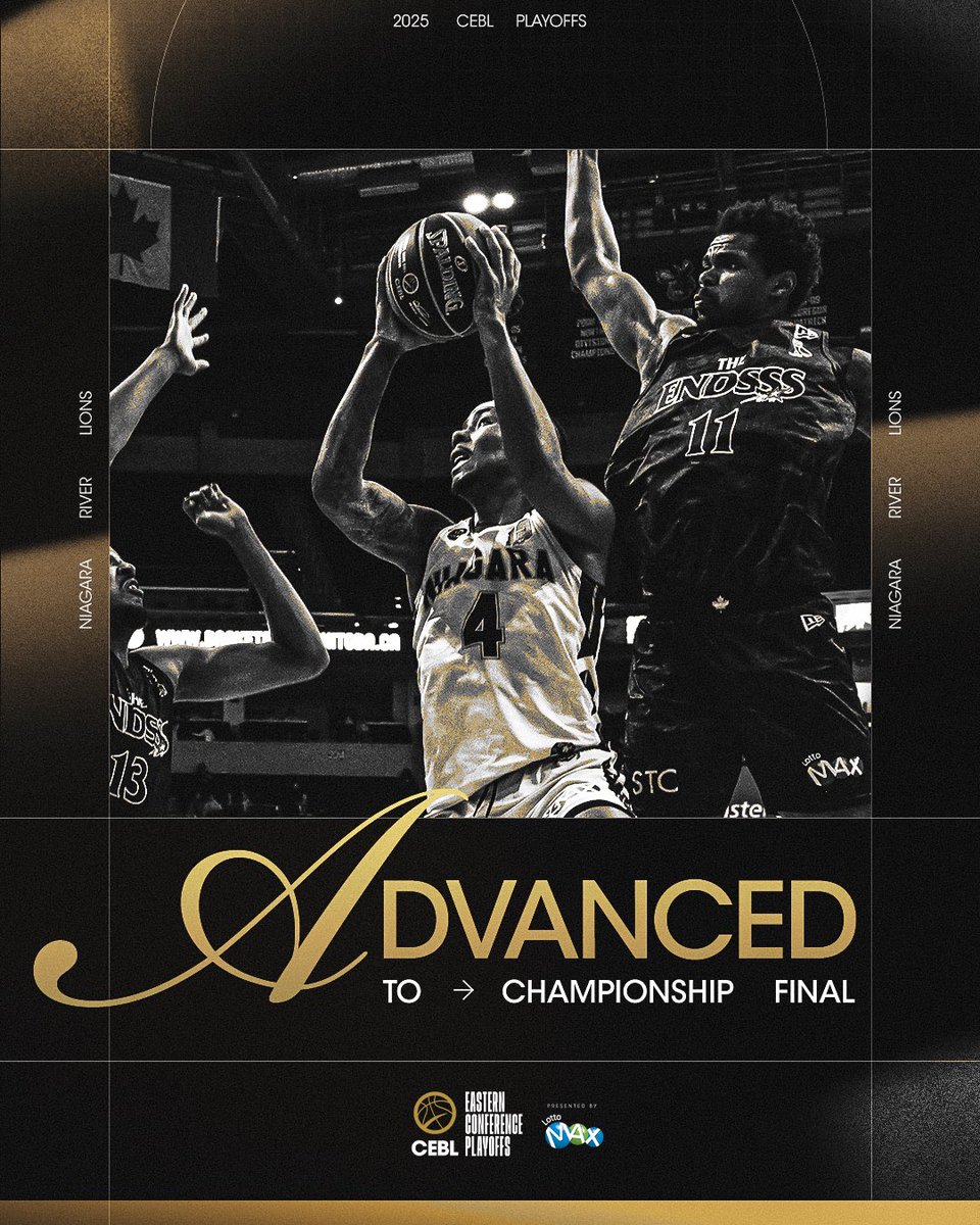 CEBLeague's tweet photo. CHAMPIONSHIP GAME BOUND 🏆

Niagara punches their ticket to the big one

📺 Watch highlights and more on CEBL+ powered by @tonybet_canada: https://t.co/NVk3EPxzUF

#PullUp | #CEBLSeasonVII | #CEBLPlayoffs | #NRLvsSSS https://t.co/SDamqBn1Ga