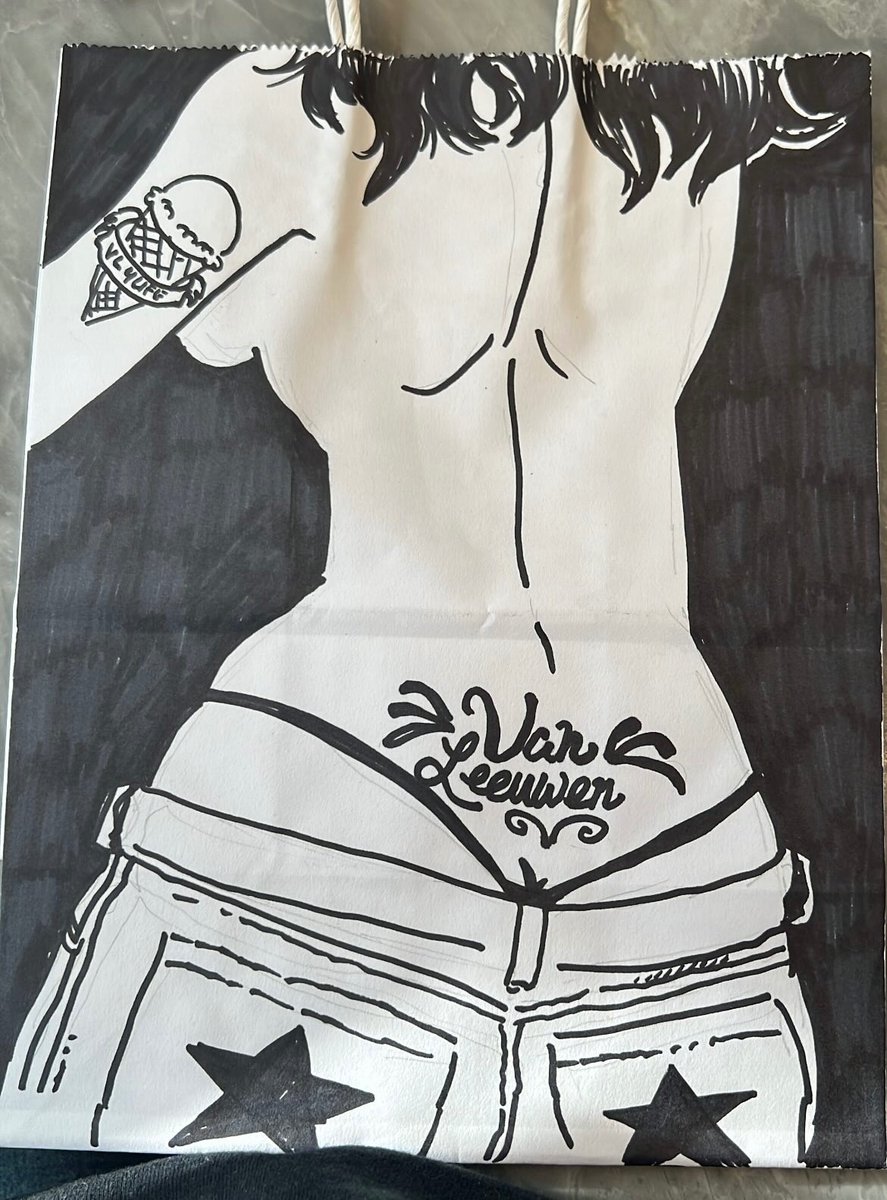 Drawing on carry out bags @ work. these r like my sand mandalas