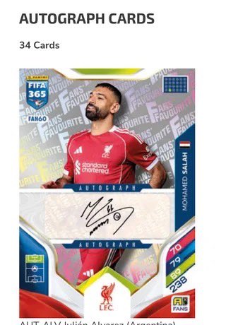 Pretty wild news IF this turns out to be true. Panini Adrenalyn checklist shows an image of the first ever (non-cut) Mohamed Salah autograph card, though he doesn’t appear on the checklist. It does appear to be very similar to his auto. Huge get for Panini if he is signing now.