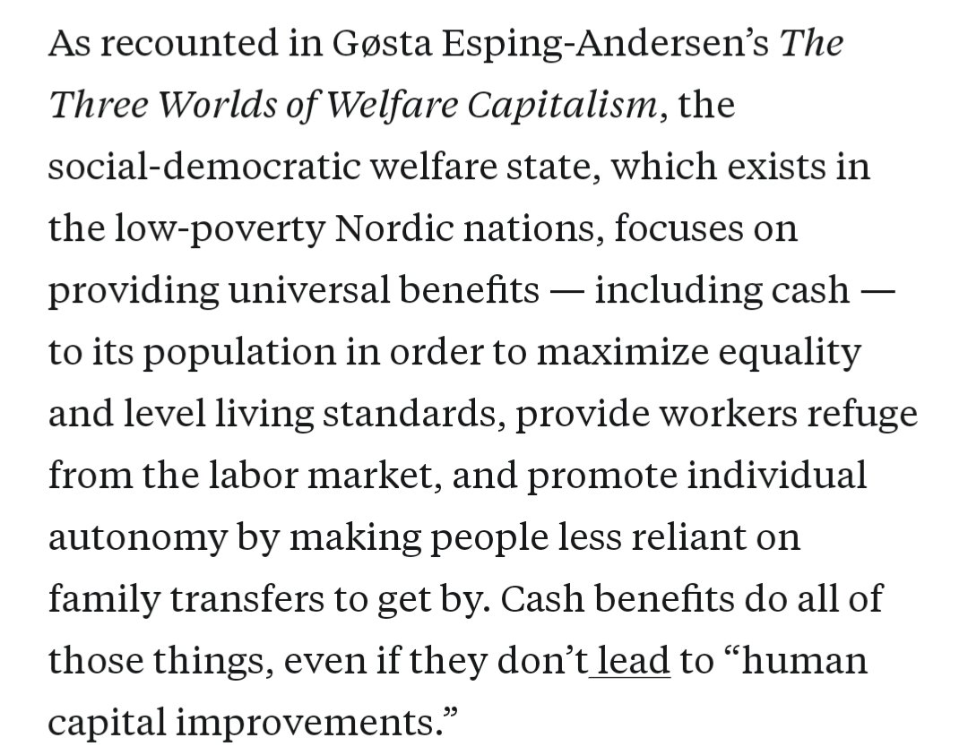 Michael Thrower Chowdhury (@bevansadvocate) on Twitter photo . <a href="/MattBruenig/">Matt Bruenig</a> hits it on the head here. The welfare state is not equivalent to development econ, which focuses on intervention and human capital effects. Welfare states, particularly in the Nordics, are rather built on principles of egalitarianism, solidarity and autonomy. . <a href="/MattBruenig/">Matt Bruenig</a> hits it on the head here. The welfare state is not equivalent to development econ, which focuses on intervention and human capital effects. Welfare states, particularly in the Nordics, are rather built on principles of egalitarianism, solidarity and autonomy.