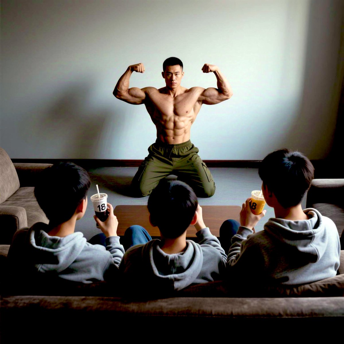 肌肉男就喜欢这样展示！
#肌肉 #直男 #体育生 #1M #牛 #展示 #反差 #羞辱 #调教