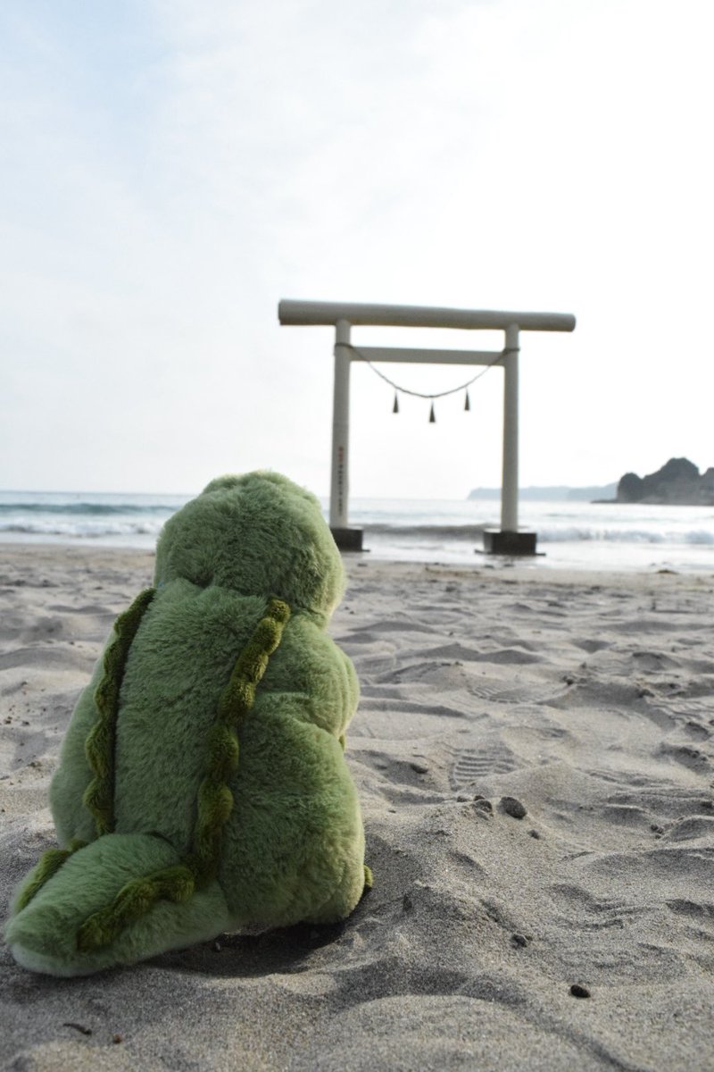 昨日の鵜原海水浴場の鳥居とワーリー⛩️
#ぬい活