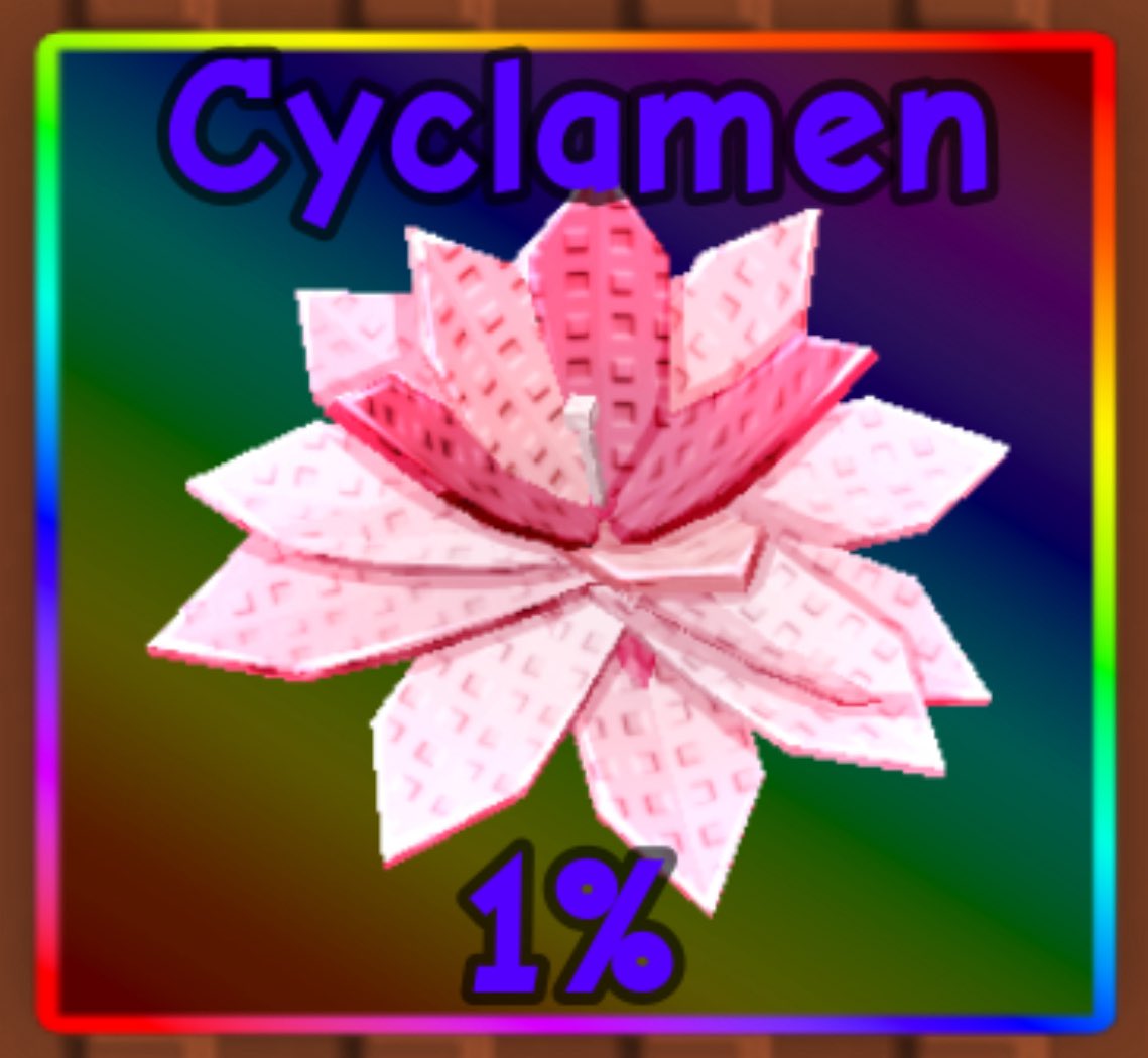 thegardengame's tweet photo. Type: Seed
Name: Cylamen
Rarity: Divine
Chance: 1% https://t.co/wTETHEx2da