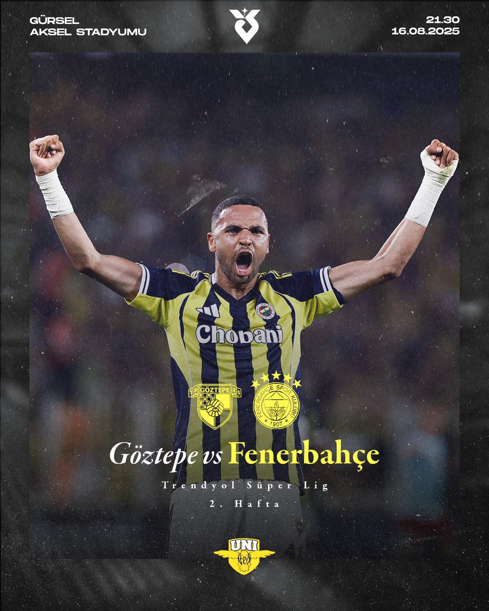 🔥 #SaldırFener
🏆 Trendyol Süper Lig 2. Hafta
🆚 Göztepe  
⏱️ 21.30
🏟️  Gürsel Aksel Stadyumu
