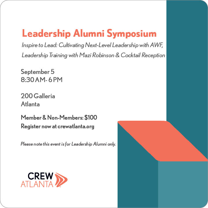 Join us for the CREW Leadership Alumni Symposium on September 5 from 8:30 a.m. - 6 p.m. at Cobb Galleria Centre! Network with fellow members and enjoy inspiring leadership training by Mazi Robinson of Cultivate Counseling Atlanta. Sign up now! 

atlanta.crewnetwork.org/events/2025/cr…