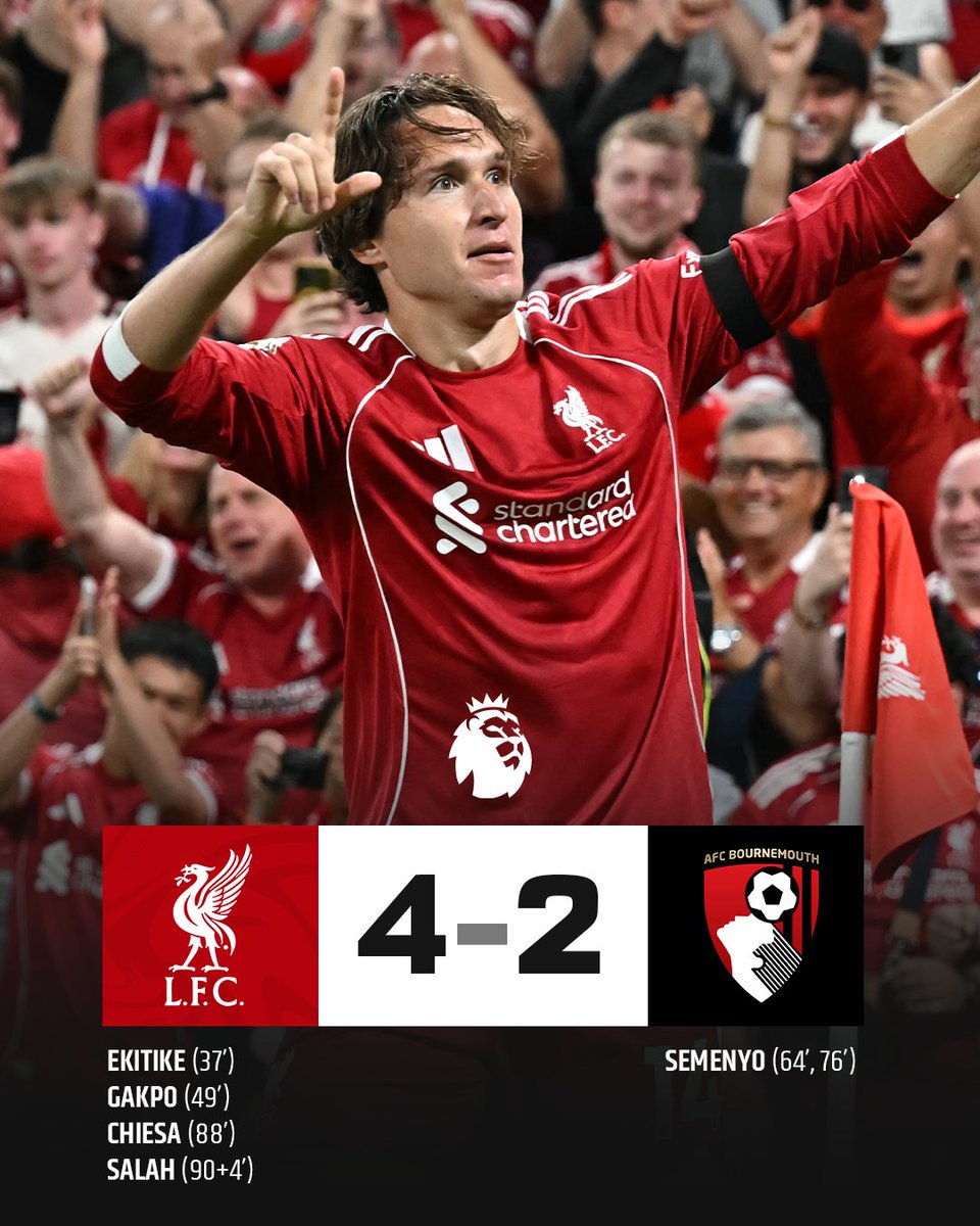 FULL TIME!

Liverpool made it hard work in the second half, but Arne Slot's side begin the 2025/26 Premier League season with three points

#PremierLeague
