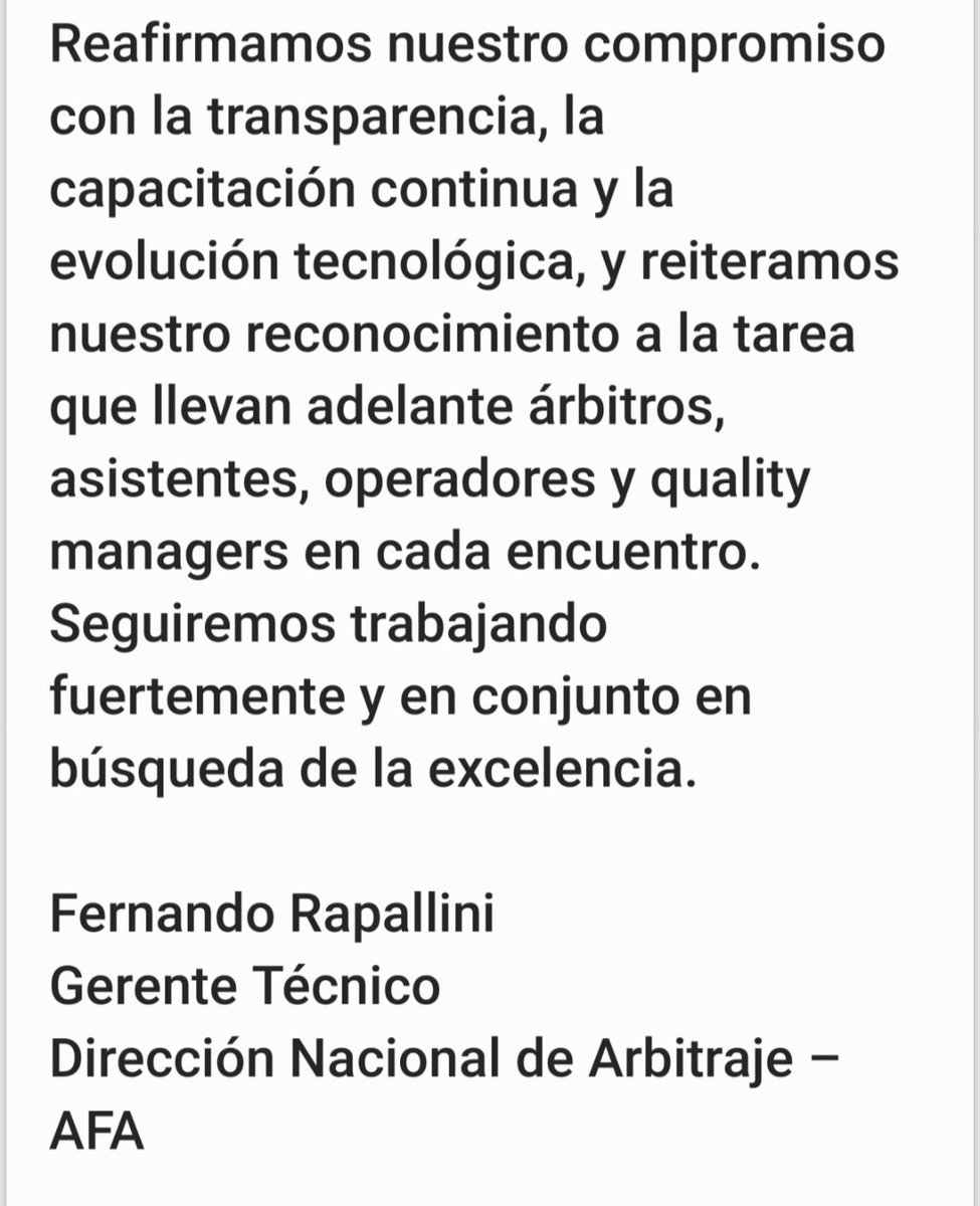El Secretario Técnico de la DNA, Fernando Rapallini, le contesta al periodista <a href="/arielsenosiain/">Ariel Senosiain</a> por su nota realizada en el diario <a href="/LANACION/">LA NACION</a> en alusión a sus maliciosas aseveraciones sobre el uso del sistema VAR.