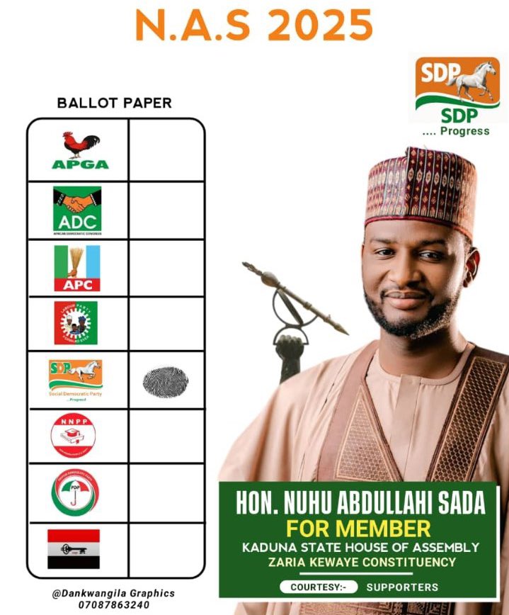 ษชสสแดสษชแด | ๐๐พ๐
๐๐๐๐ถ๐ (@diplomat_01) on Twitter photo People of Zaria Kewaye, tomorrow is the day. Letโs stand for a leader who understands the people and is ready to work for the people. Vote Hon. <a href="/NuhuSada0/">Hon Nuhu Sada</a>, young, committed, and ready to serve you better in the State Assembly. People of Zaria Kewaye, tomorrow is the day. Letโs stand for a leader who understands the people and is ready to work for the people. Vote Hon. <a href="/NuhuSada0/">Hon Nuhu Sada</a>, young, committed, and ready to serve you better in the State Assembly.