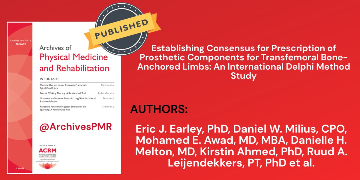 ArchivesPMR (@archivespmr) on Twitter photo A panel of global experts has reached the first consensus on prosthetic component selection for transfemoral bone-anchored limbs using the Delphi method. <a href="/CUSystem/">University of Colorado</a> <a href="/chalmersuniv/">Chalmers University of Technology</a>
#Prosthetics #Rehabilitation #Amputation
archives-pmr.org/article/S0003-…(25 A panel of global experts has reached the first consensus on prosthetic component selection for transfemoral bone-anchored limbs using the Delphi method. <a href="/CUSystem/">University of Colorado</a> <a href="/chalmersuniv/">Chalmers University of Technology</a>
#Prosthetics #Rehabilitation #Amputation
archives-pmr.org/article/S0003-…(25