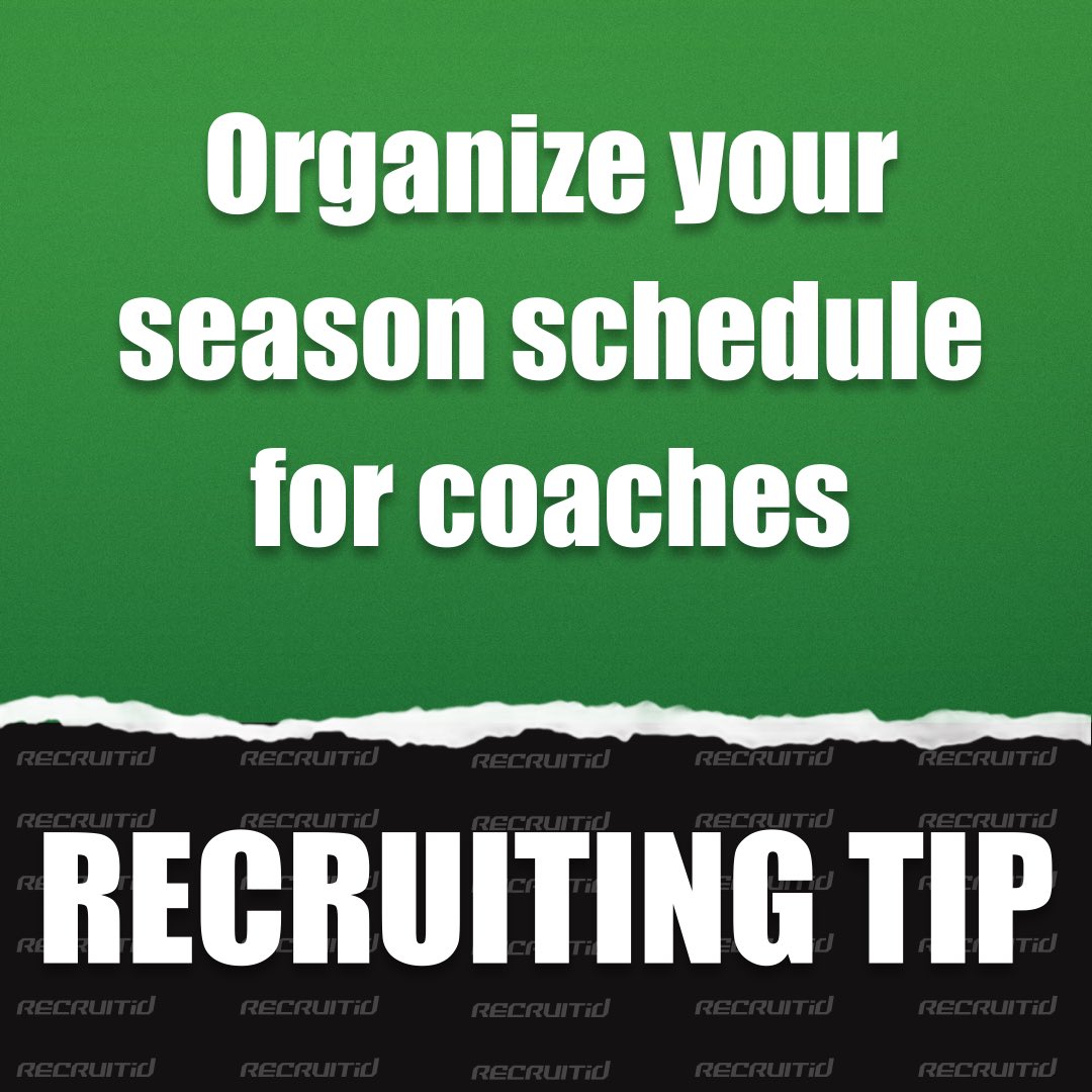 _RECRUITid's tweet photo. Make it easy for coaches to find you. Keep your season schedule organized & share it — every game is an opportunity to get seen. 📅🏈
#RECRUITid #RECRUITidPlus #GetSeenGetSigned #RecruitingTip https://t.co/cjadAgeck1