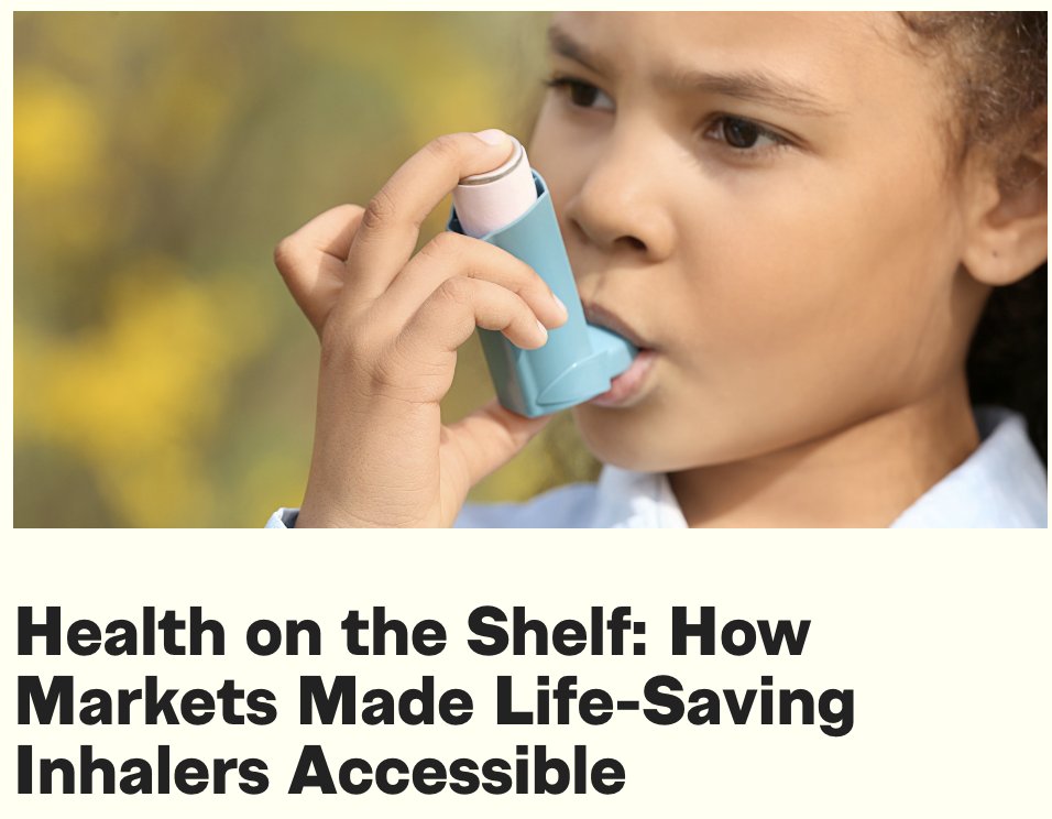 thedailyeconomy's tweet image. 2/ Next, Byron Carson shows how a 1955 conversation between a father and his asthmatic daughter sparked the modern inhaler, with markets transforming that innovation into today's accessible life-saving devices: thedailyeconomy.org/article/health…