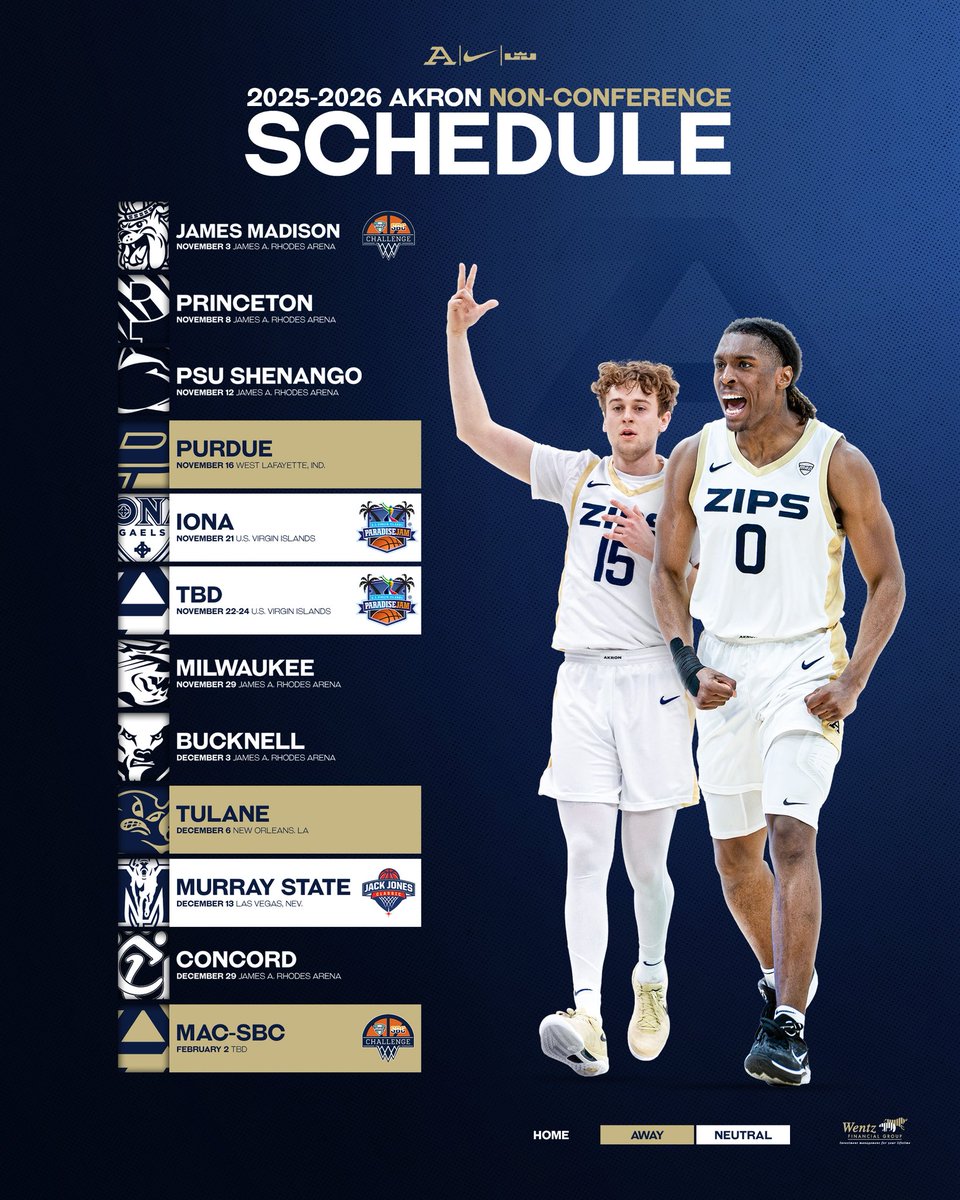 Rubber City Basketball 🔜

Our non-conference slate is locked in. 🔒🗓️ 

🔗: tinyurl.com/28rvrfsv
🎟️: tinyurl.com/2akyo292

#GoZips🦘