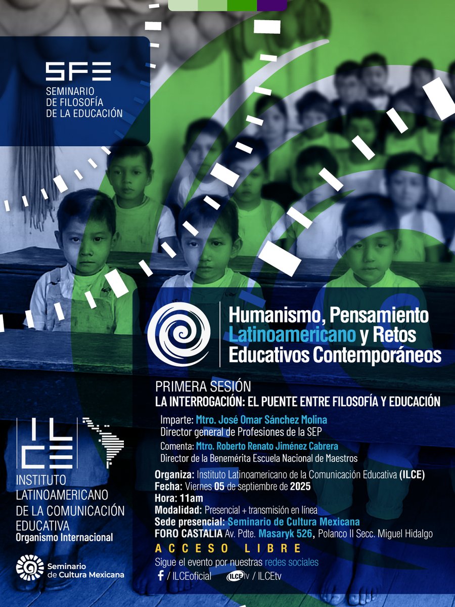 🟢 | Te invitamos a la primera sesión del Seminario de Filosofía de la Educación: Humanismo, pensamiento latinoamericano y retos educativos contemporáneos, un espacio para reflexionar sobre el papel transformador de la pregunta en la formación humana.

🎙 "La interrogación: el