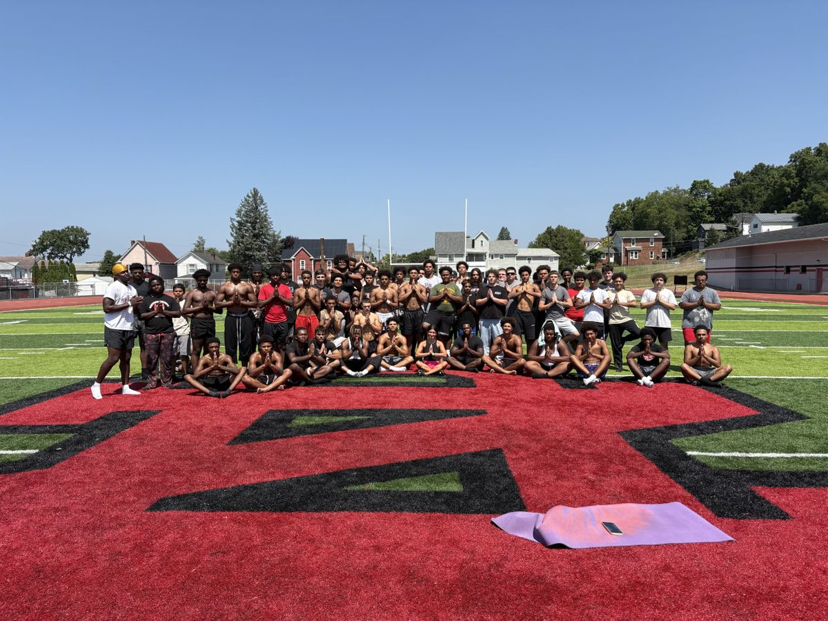 Shout out to Coach Emily for getting us right with the Yoga Stretches today! #Canes #Family