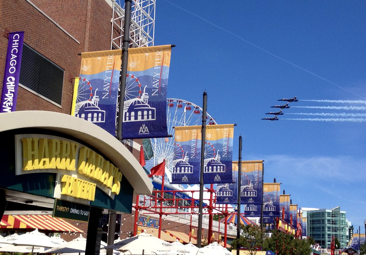 Catch the thrill of the Chicago Air &amp; Water Show over Harry Caray’s Tavern at Navy Pier this weekend!

Enjoy amazing aircrafts, waterfront views, and legendary eats on our patio. 🍔✈️🌊

#ChicagoAirAndWaterShow #HarryCarays #NavyPier #ChicagoEats #FlyHighChi #ChicagoEvents