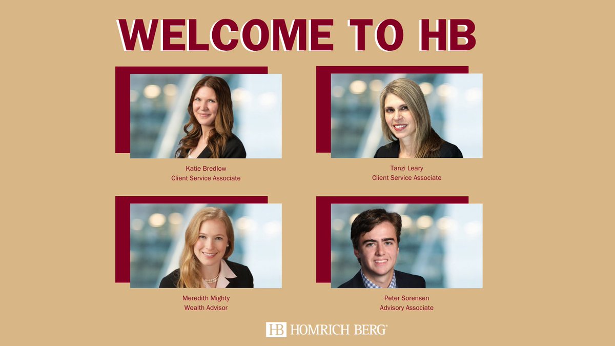 Please join us in welcoming Katie, Tanzi, Meredith, and Peter to the HB team!

#homrichberg #fiduciary #feeonly #financialadvisor #financialplanning #ria #financialadvisors #financialplanners #wealthmanagement
#wealthmanagementservices