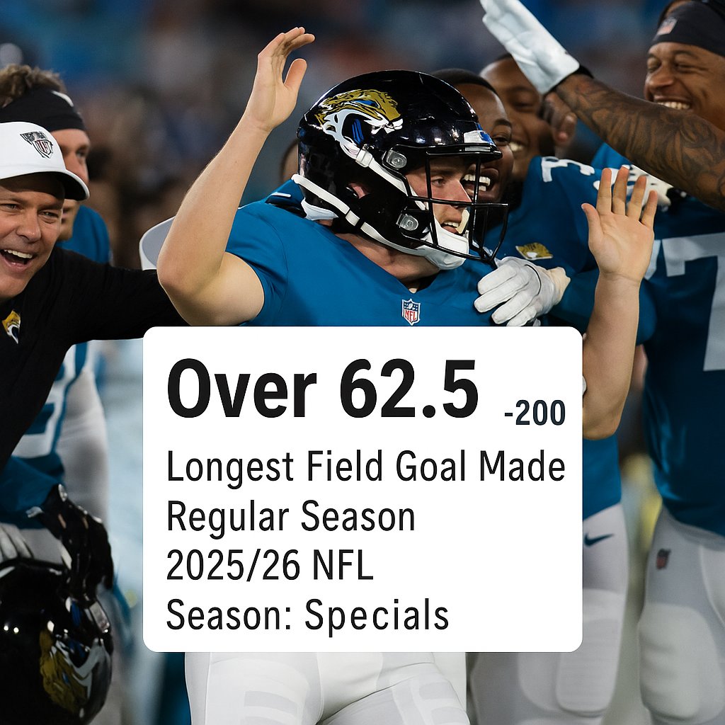 🏈Longest Field Goal Made 2025 – Over 62.5 Yards (-200)

We’re paying the juice — and here’s why:

Kickers are more trusted, more accurate, and getting longer looks each season. 

The longest field goal increased +2 yards in L5 years — and climbing.  

Aubrey + Slye covered this