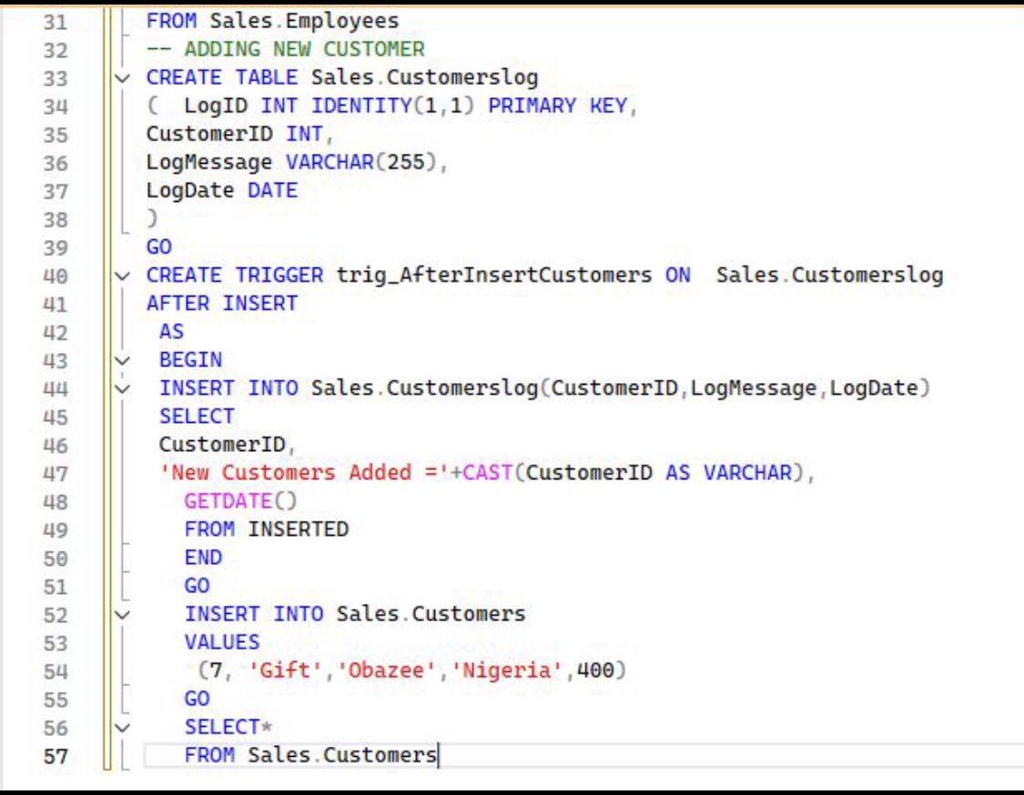 obazeeosato01's tweet image. 3
DML is great for automating checks or keeping a record of changes.
DDL is like your database’s “alarm system” when something structural changes.
Logon is perfect for tracking who’s coming in and when.
#SQLJourney #Triggers #DataAnalytics