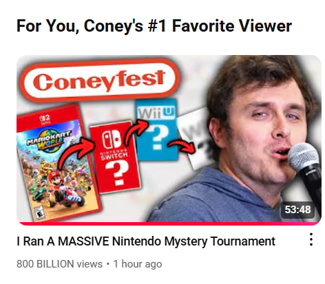 CONEY's tweet photo. ConeyFest video is live

I ran the biggest Nintendo tournament OF ALL TIME* https://t.co/duDlUarr69