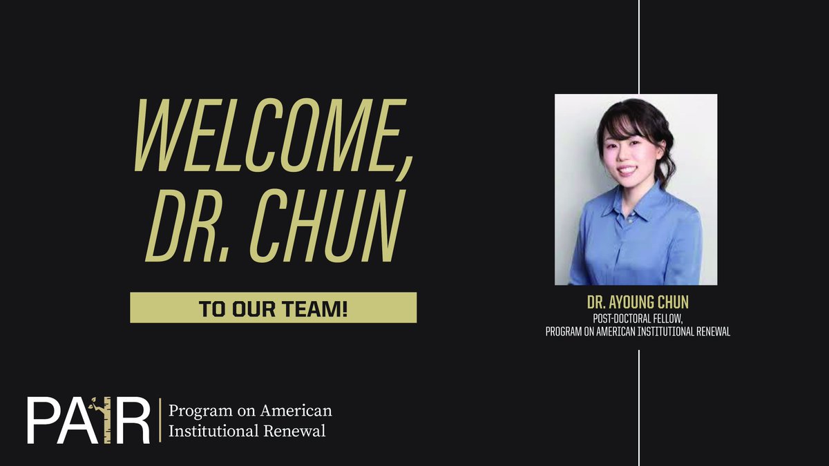 jcrohsaine's tweet photo. PAIR is very pleased welcome to Purdue our very first Postdoctoral Fellow, @achun_research!

Dr. Chun (Ph.D., 2025, UCLA) will continue her work on money in politics and policymaking in Congress while with PAIR.

Welcome to Purdue, Ayoung! https://t.co/MYGur4OOaZ
