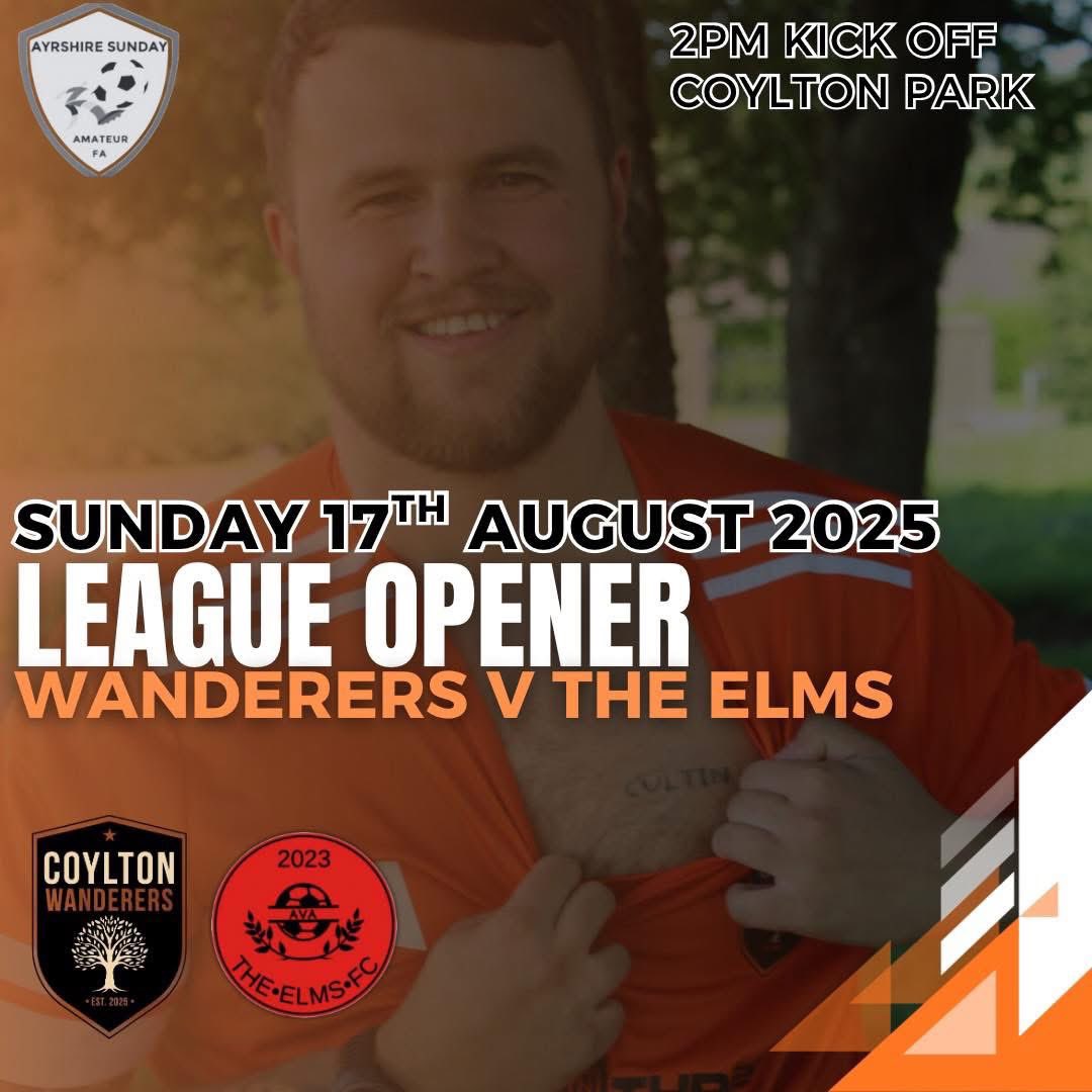 CoyltonWanderer's tweet photo. LEAGUE OPENER THIS WEEKEND 

1️⃣ It’s the day you’ve been waiting for. The first competitive amateur game at Coylton Park in over 8 years. 

🤝The Elms FC head to sunny Coylton on Sunday with all the details below.

🟠⚫️ https://t.co/JB17NsKXPa