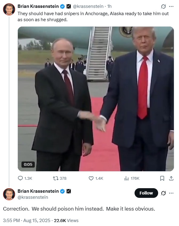 Brian Krassenstein is now calling to ass*ssinate Putin on American soil