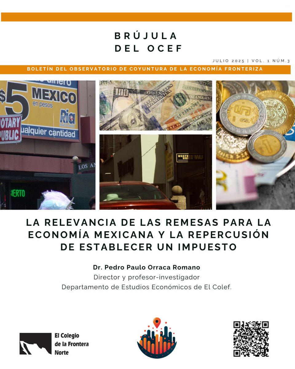elcolef's tweet image. #BrújulaDelOCEF 📇🟡 «La relevancia de las remesas para la economía mexicana y la repercusión de establecer un impuesto»

Visita el nuevo boletín del Observatorio de Coyuntura de la Economía Fronteriza #OCEF.

¡Acceso libre! 🔗 observatorios.colef.mx/ocef/boletines…