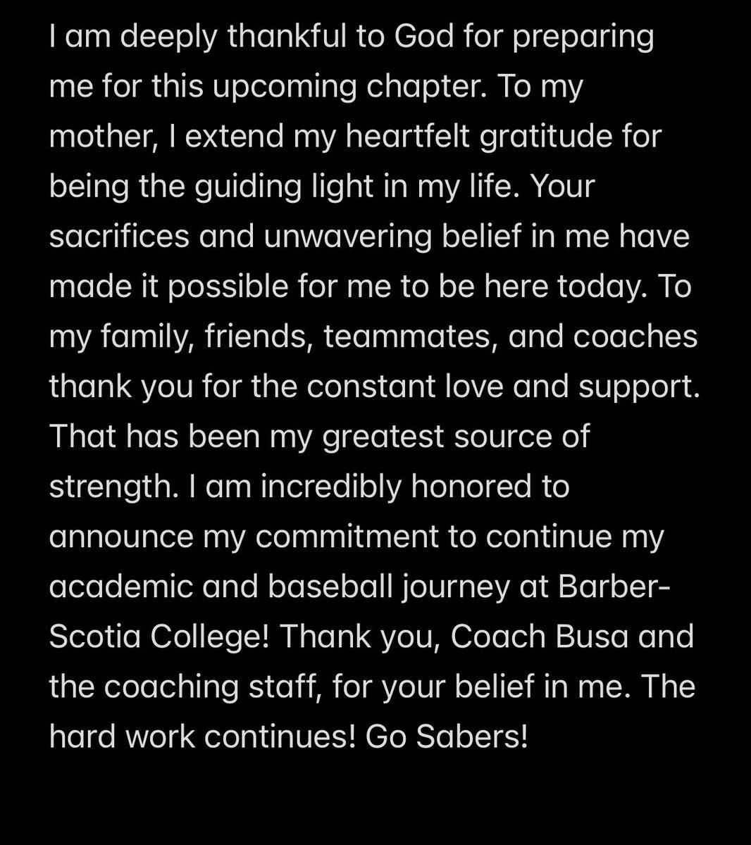 Committed! #GoSabers
<a href="/coachbusa/">Paul Busa</a> <a href="/barberscotiabsb/">Barber-Scotia Baseball</a> <a href="/USAPrimeCoastal/">USA Prime Coastal</a> <a href="/hankster38/">Hank Whitaker</a> <a href="/MorrisMadden08/">Morris Madden</a> <a href="/metro_reds/">carolinasmetroreds</a>