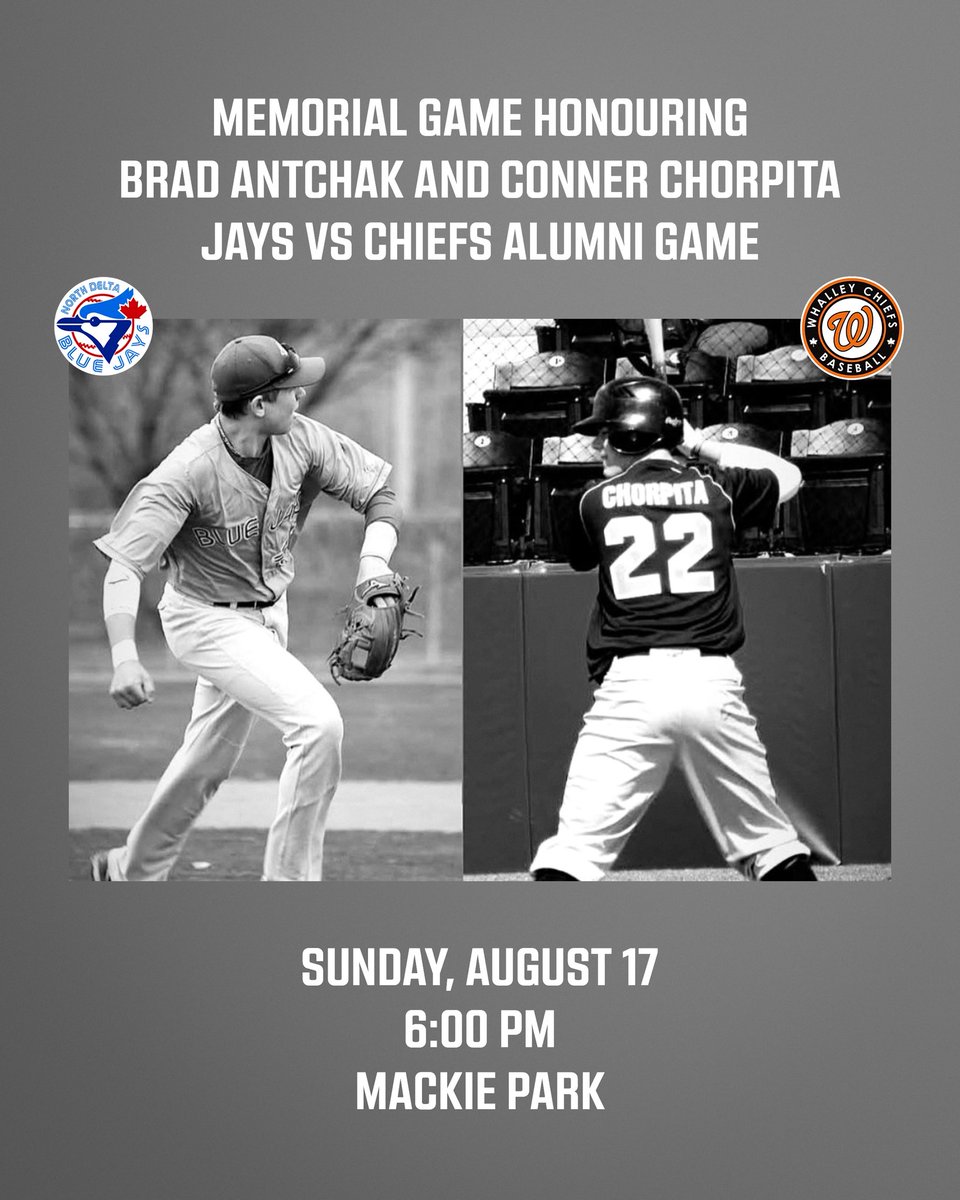 Join us this Sunday at Mackie Park as we pay tribute to Brad Antchak and Conner Chorpita. We invite everyone to come together to share the game they loved and remember the impact they had. Any of those who knew them are welcome to join! We hope to see you out there at 6! <a href="/bcpbl1/">BCPBL</a>