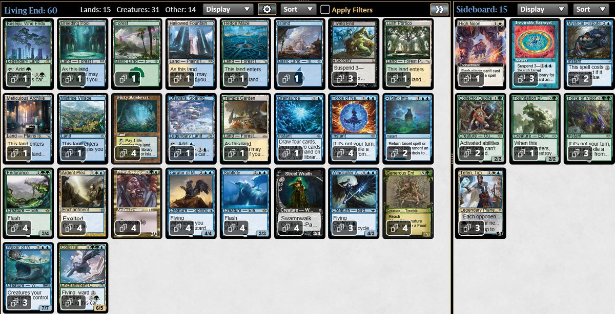 8/16 Modern Challenge 64
リビエンでTOP8！
〇黒単エルドラージ
〇青黒ミル
〇ドメインズー
〇バント出産の儀
〇エスパー御霊
×トスした

SE
×アミュレット

最後は盛大に土地事故って負けでした。