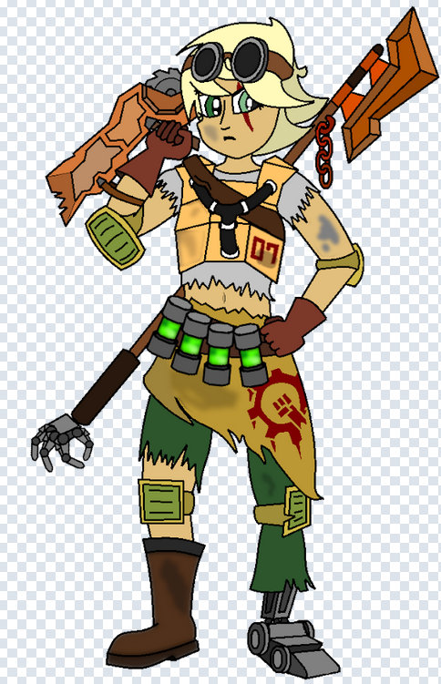 VyreFly's tweet photo. @OCwatchOfficial Never named her or finished the kit, but this was an attempt to make a junker support oc I made in 2020.
M1: shoot saw blades that bounce once after hitting terrain.
Ult: Throw a gas grenade that grants shared life steal to any allies inside the gas. https://t.co/K0mWioaTH4