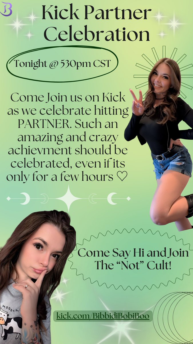 In just a few hours we will be LIVEE on Kick for our Short and Sweet Partner Celebration🟢

With some small incentives and lots of fun game play, we are celebrating such an AMAZING milestone, stop in and say hello🥰