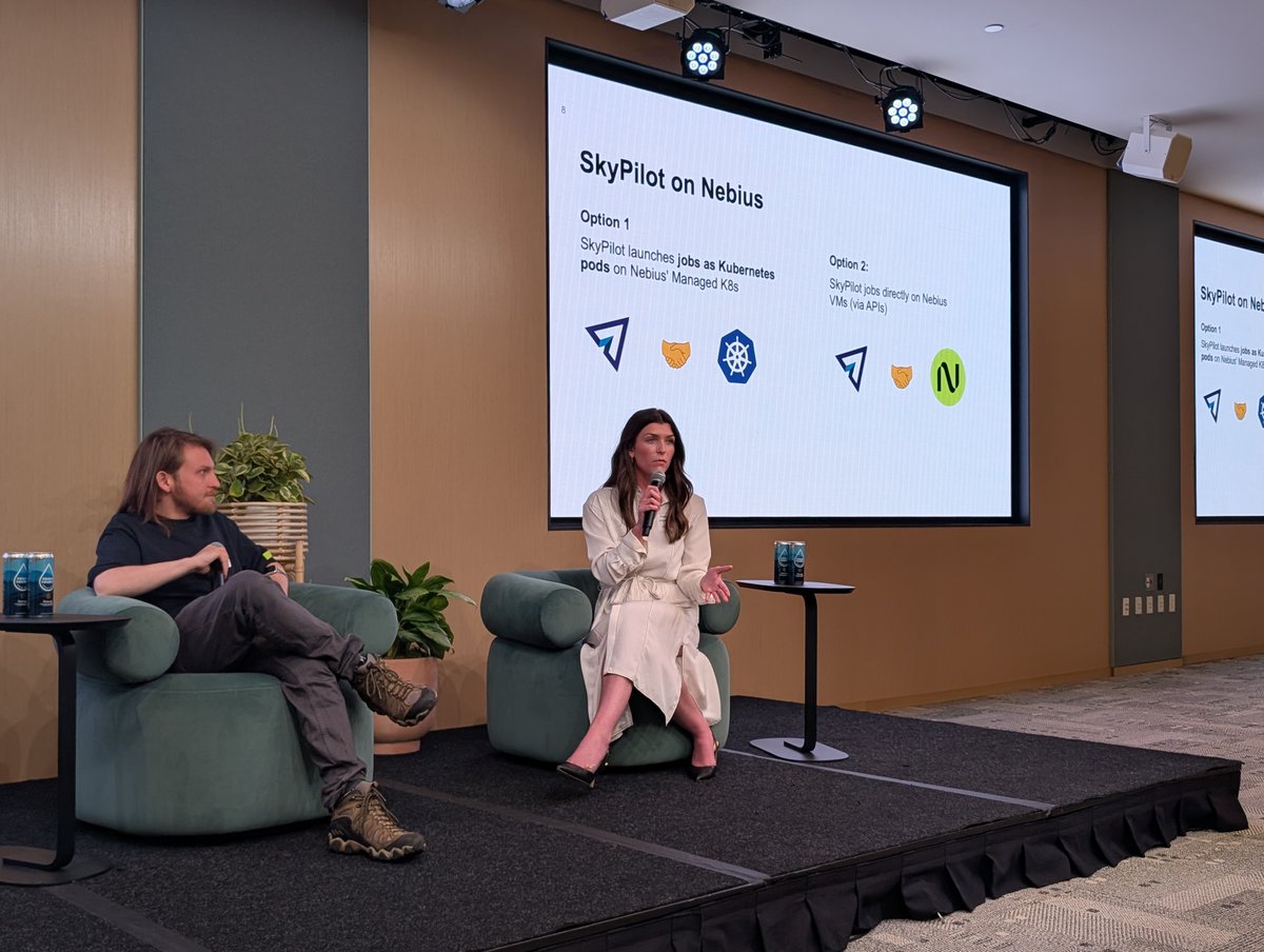 SkyPilot AI Infra Meetup with <a href="/nebiusai/">Nebius</a> - a night to remember! 🙌

Huge thanks to everyone who joined us - packed room, amazing energy, and inspiring conversations on next-gen AI infra 💥

Shoutout to our friends from <a href="/nvidia/">NVIDIA</a> (<a href="/HemilDesai10/">Hemil Desai</a>), <a href="/phonic_co/">Phonic</a> (<a href="/NikhilKMurthy/">Nikhil Murthy</a>) for