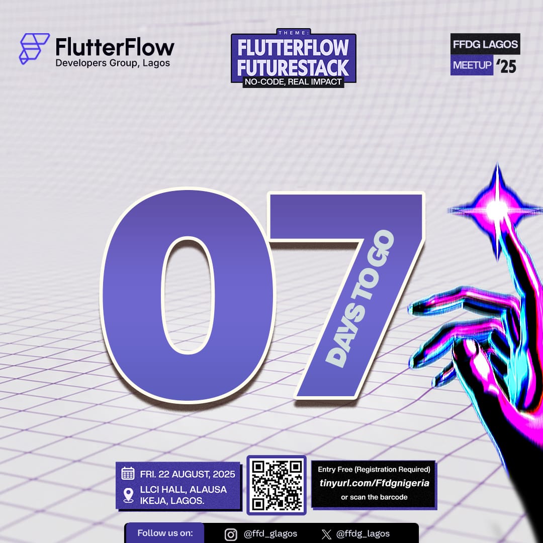 ffdglagos's tweet image. Just 7 days until FFDG Lagos Meetup &apos;25!
📍 LCCI Hall, Alausa, Ikeja
🗓 Fri, August 22, 2025

Entry is FREE, but you need to register to attend!
Secure your spot here:
tinyurl.com/FFdgnigeria
#FFDGLagos #Flutter #Developer #TechEvent #LagosEvents #Futurestack