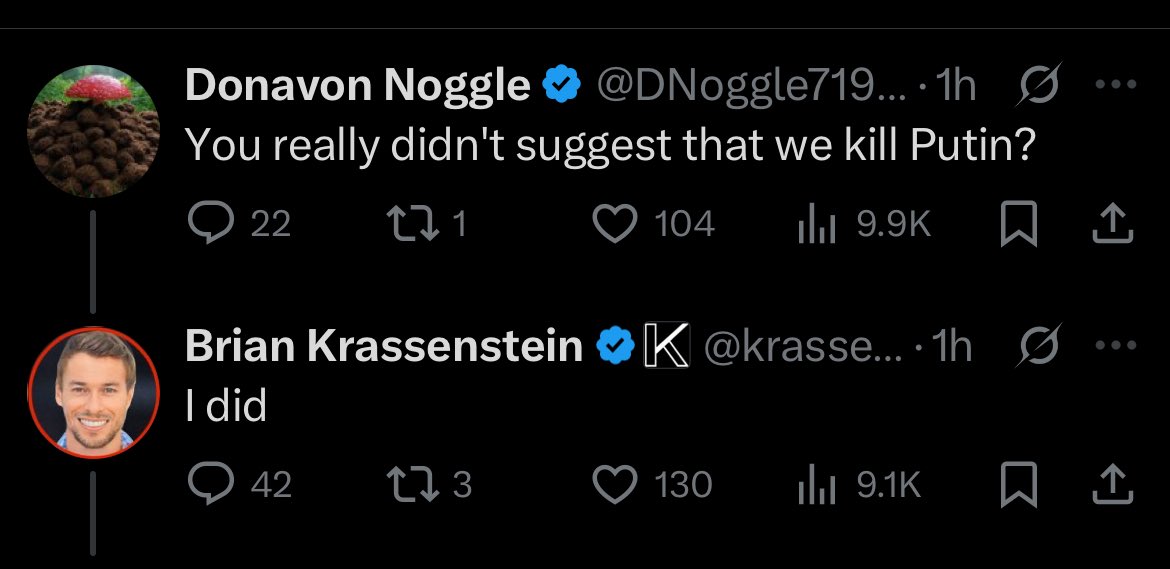 LIZ CROKIN (@lizcrokin) on Twitter photo .<a href="/krassenstein/">Brian Krassenstein</a> is calling for the assassination of a foreign leader on U.S. soil publicly here on X.
This is not only a violation of X’s TOS, it could be considered a crime.
<a href="/elonmusk/">Elon Musk</a>
<a href="/Support/">Support</a>
<a href="/X/">X</a>
<a href="/FBI/">FBI</a>
<a href="/FBIDDBongino/">Dan Bongino</a>
<a href="/FBIDirectorKash/">FBI Director Kash Patel</a>
<a href="/SecretService/">U.S. Secret Service</a> .<a href="/krassenstein/">Brian Krassenstein</a> is calling for the assassination of a foreign leader on U.S. soil publicly here on X.
This is not only a violation of X’s TOS, it could be considered a crime.
<a href="/elonmusk/">Elon Musk</a>
<a href="/Support/">Support</a>
<a href="/X/">X</a>
<a href="/FBI/">FBI</a>
<a href="/FBIDDBongino/">Dan Bongino</a>
<a href="/FBIDirectorKash/">FBI Director Kash Patel</a>
<a href="/SecretService/">U.S. Secret Service</a>
