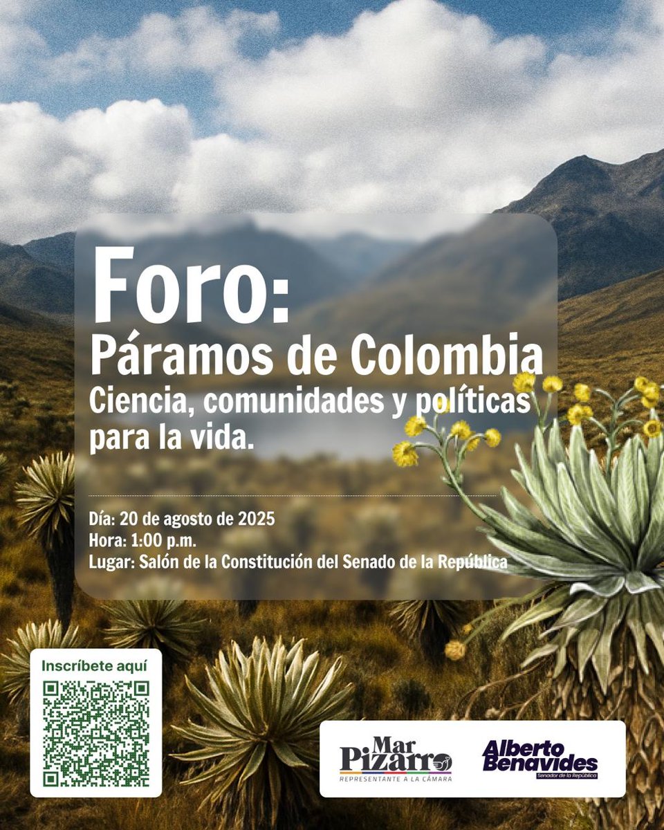 Donka Atanassova Iakimova (@donka_at) on Twitter photo Foro | Páramos de Colombia: ciencia, comunidades y políticas para la vida. Convocado por el senador <a href="/albertobemo/">Alberto Benavides Mora</a> y la representante <a href="/delmarpizarro/">María del Mar Pizarro</a> Desde mi curul acompaño e invito a este espacio para dialogar, con rigor y con la gente, sobre conexión ecológica, servicios Foro | Páramos de Colombia: ciencia, comunidades y políticas para la vida. Convocado por el senador <a href="/albertobemo/">Alberto Benavides Mora</a> y la representante <a href="/delmarpizarro/">María del Mar Pizarro</a> Desde mi curul acompaño e invito a este espacio para dialogar, con rigor y con la gente, sobre conexión ecológica, servicios