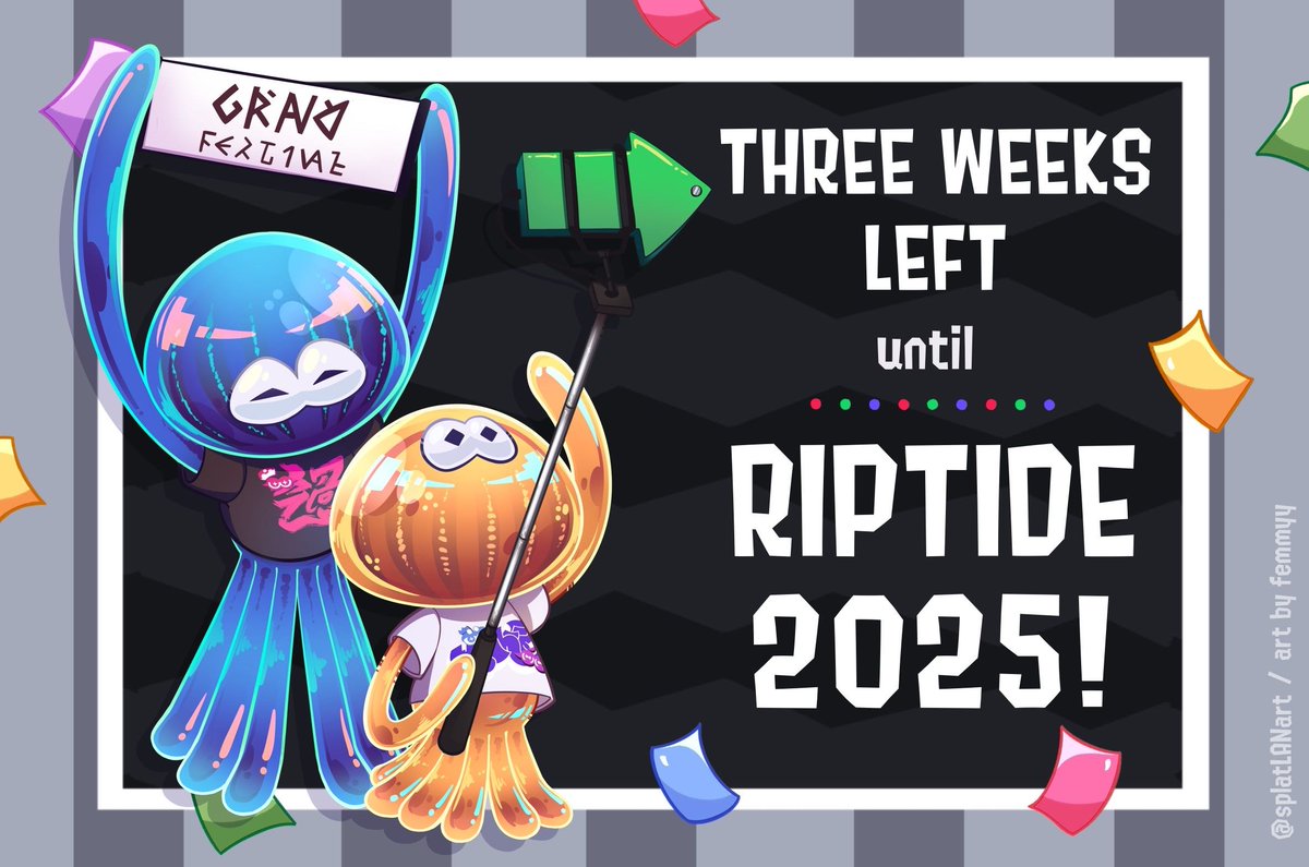 Splatoon LAN Artist Community (@splatlanart) on Twitter photo 🚨 Alert! Alert! 🚨
This just in, we're only THREE weeks away from Riptide!
Look at the jellies, they're ready to relive the bright memories of Grandfest Past and Present. ❤️💜
i:<a href="/F_mmyy/">Femmy🔜Riptide2025</a> ! 🚨 Alert! Alert! 🚨
This just in, we're only THREE weeks away from Riptide!
Look at the jellies, they're ready to relive the bright memories of Grandfest Past and Present. ❤️💜
i:<a href="/F_mmyy/">Femmy🔜Riptide2025</a> !