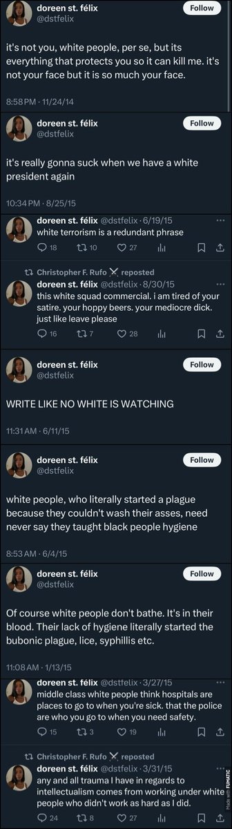 The scandal here isn't that a New Yorker writer is an anti-White racist.  We know that this is the norm in elite institutions.

The scandal here she could just casually tweet about it endlessly with no fear of consequences, because for years, there were no consequences.