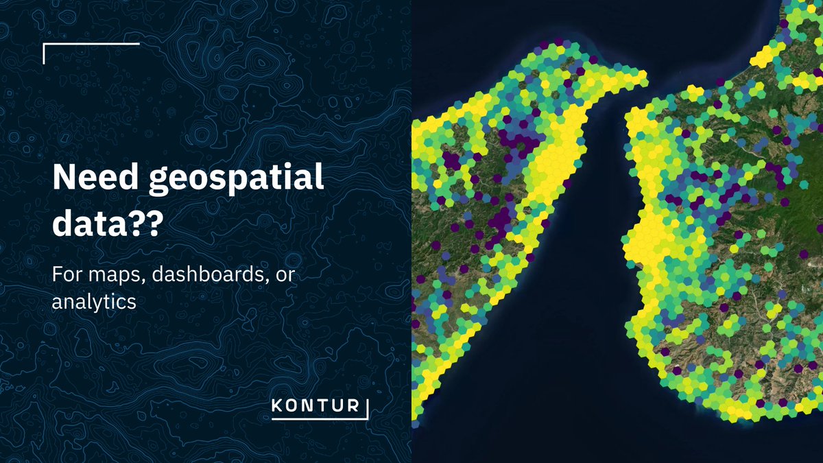 KonturInc's tweet image. Need geospatial data for maps, dashboards, or analytics?

Choose the method that best fits your use case: 
- API access 
- Embedded map 
- File download 

Need a specific layer? Contact us at hello@kontur.io
#GeospatialData #GIS #KonturAtlas