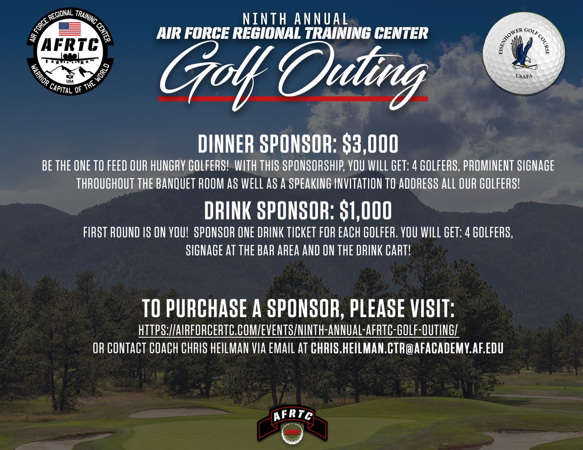 We are less than a month out from our Golf Outing!  Get your team signed up today!! ⛳️🏌️‍♂️

airforcertc.com/ninth-annual-a…