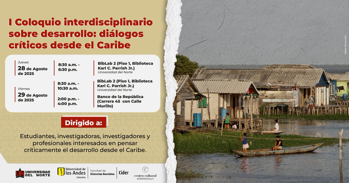🌎 El I Coloquio Interdisciplinario sobre Desarrollo será un espacio para repensar el desarrollo desde el Caribe. Dialogaremos sobre género, paz, sostenibilidad, patrimonio y más. 🗓️ ¡Participa y sé parte del cambio!

Regístrate: uninorte.edu.co/web/ielc/coloq…
