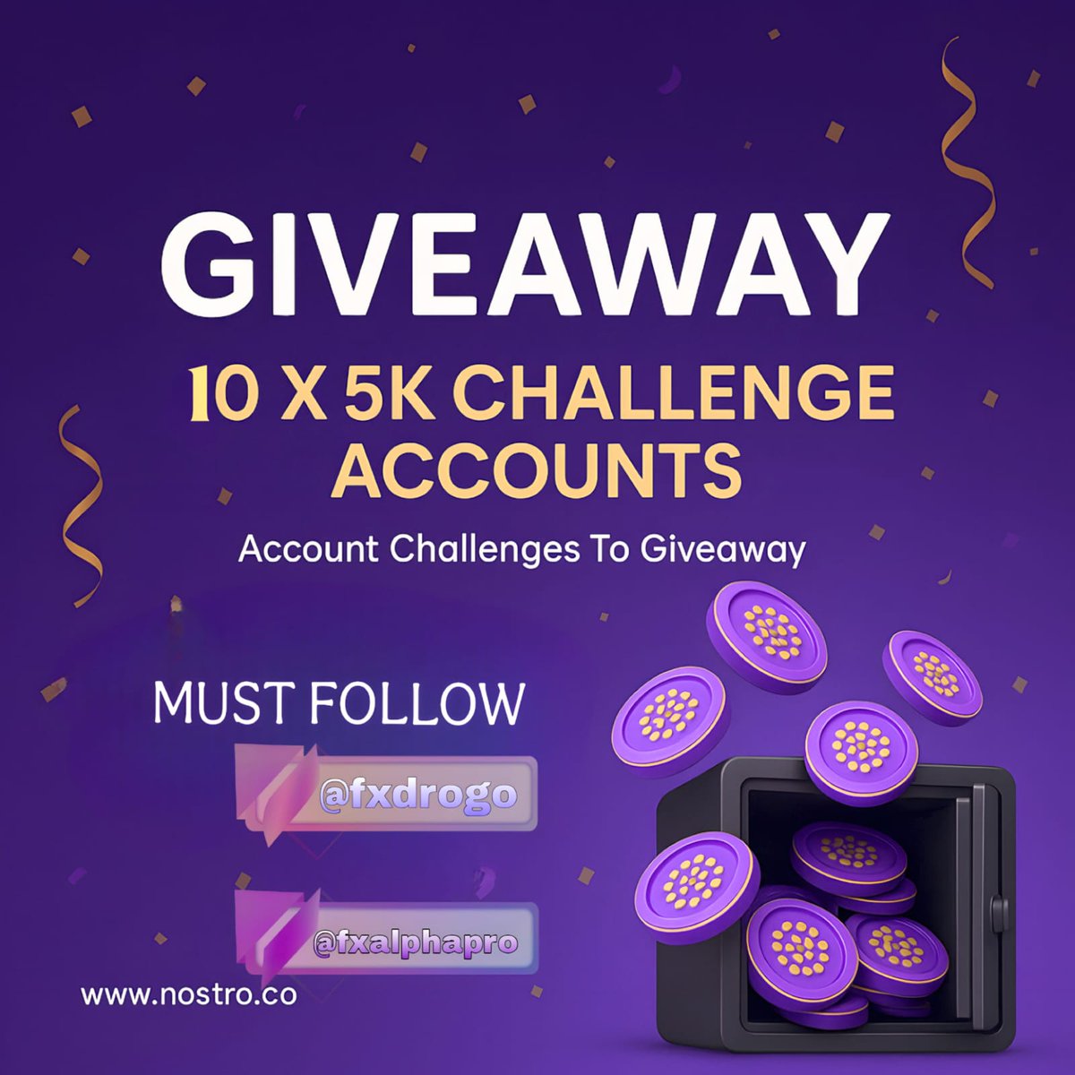 🔥 10× $5K Account Giveaway! 🔥

Win a funded account from Nostro! 💰

Steps:
✅ Follow <a href="/Fxalphapro/">Fxalpha</a>, <a href="/fxdrogo/">FX Drogo</a> 
✅ Like &amp; Repost
✅ Join Discord 👉 discord: discord.gg/bpjjGjGcFp
✅ Tag 3 friends

🚨 Ends soon – winners in Discord!

#Trading #Forex #Giveaway