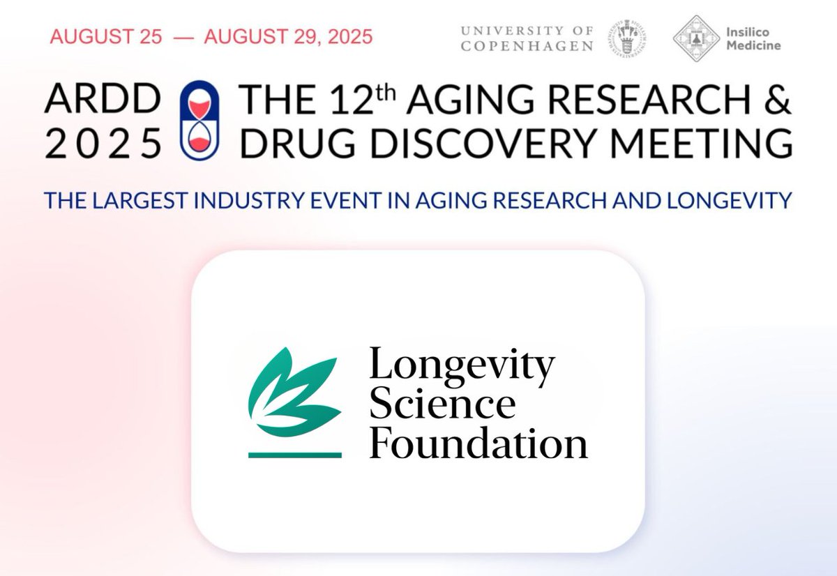 The Longevity Science Foundation (@longescience) on Twitter photo We are proud to support <a href="/ARDD_Meeting/">ARDD Meeting</a>, a global hub for #longevity science. As a Tier 5 Sponsor, we look forward to Aug 25–29 in Copenhagen!
<a href="/biogerontology/">Alex Zhavoronkov, PhD (aka Aleksandrs Zavoronkovs)</a> <a href="/Dr_Bischof/">Dr. Evelyne Yehudit Bischof</a>
agingpharma.org We are proud to support <a href="/ARDD_Meeting/">ARDD Meeting</a>, a global hub for #longevity science. As a Tier 5 Sponsor, we look forward to Aug 25–29 in Copenhagen!
<a href="/biogerontology/">Alex Zhavoronkov, PhD (aka Aleksandrs Zavoronkovs)</a> <a href="/Dr_Bischof/">Dr. Evelyne Yehudit Bischof</a>
agingpharma.org