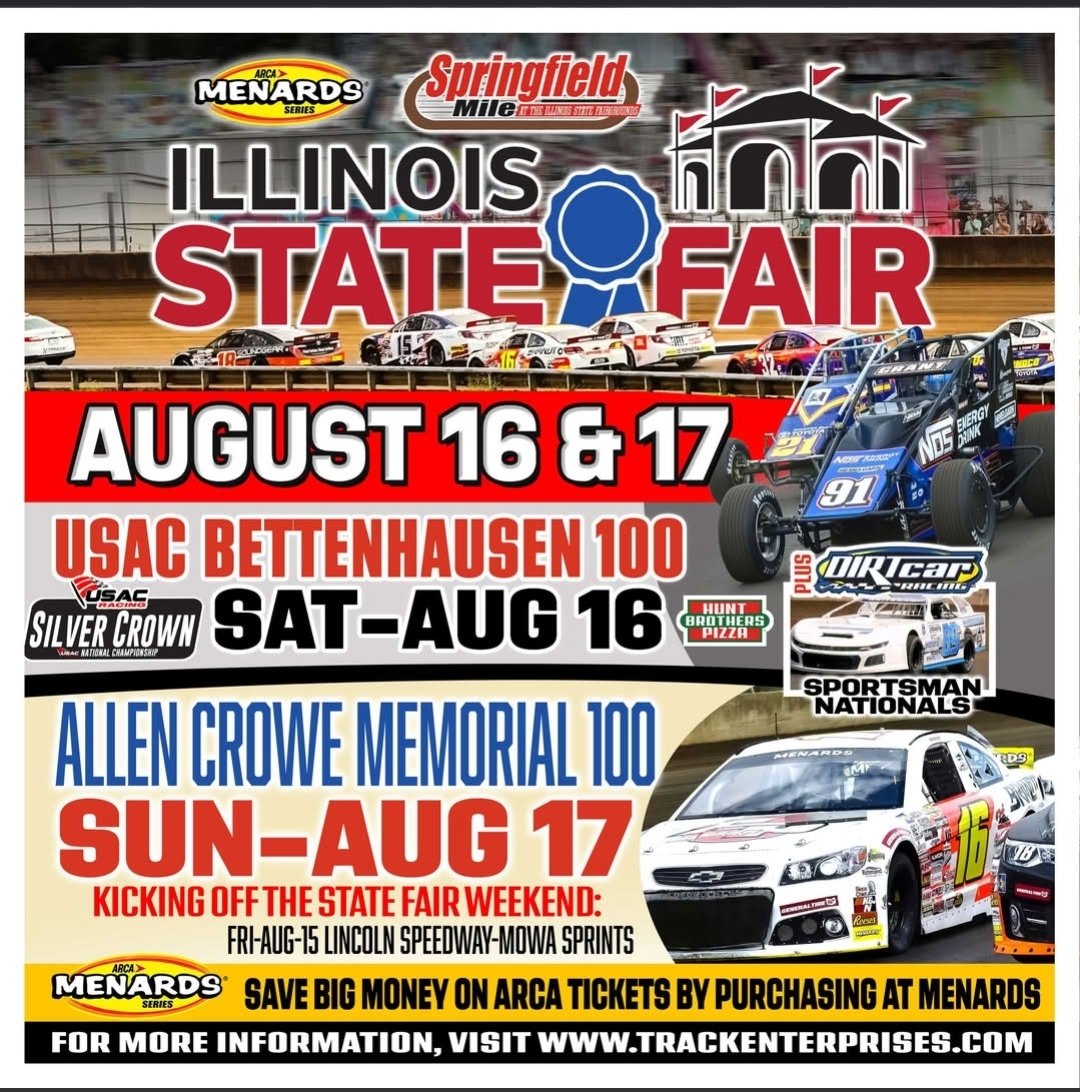 DriverBradSmith's tweet photo. Gonna be a busy weekend at the @ILStateFair! But PLEASE prepare for the heat! We want your experience to be a memorable one... & not for the wrong memories!
#DriverBradSmith
#BradSmith
#48Team
#BradFansBESTFans
#ARCARacing https://t.co/mOVLeadjiC